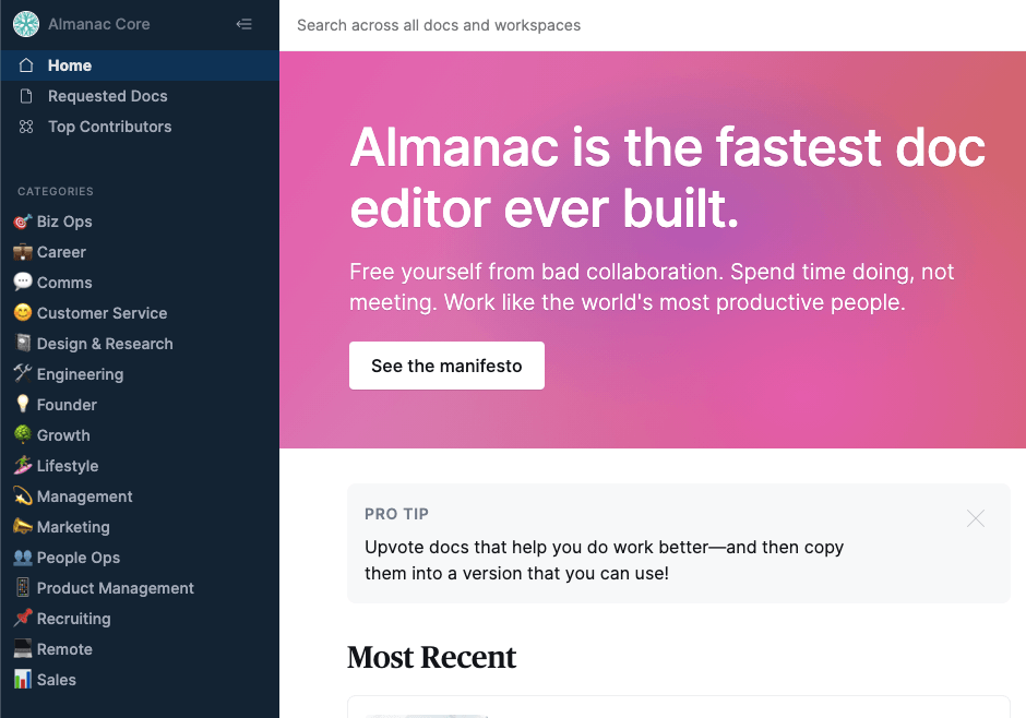 Almanac Application Screenshot