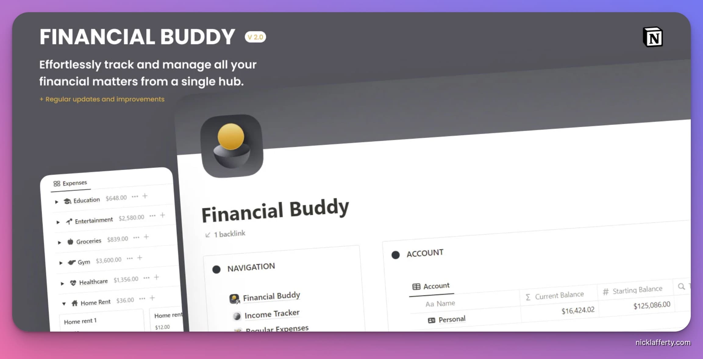 Financial Buddy Notion Template Screenshot