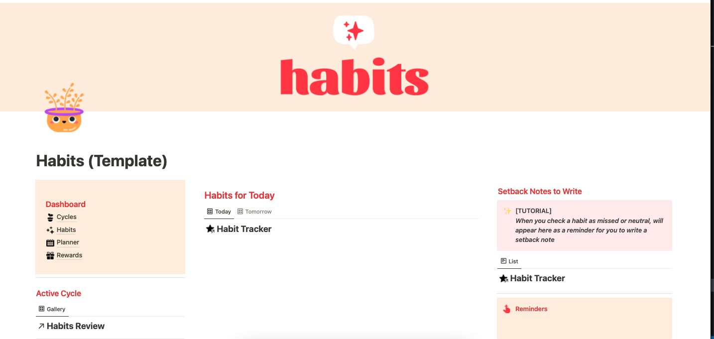 Habits Template For Notion